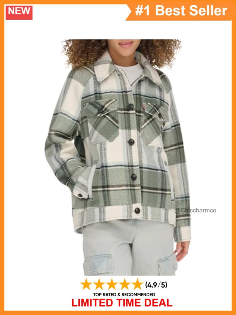 Levi's Women's Zoe Relaxed Wool Plaid Shirt Jacket